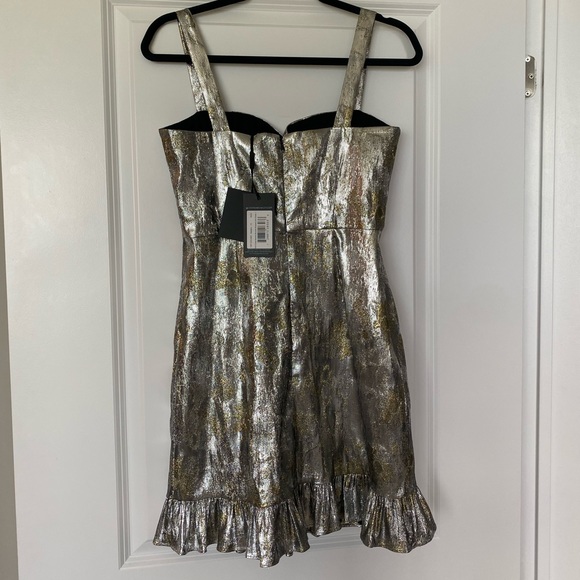 ✨ BNWT - Cynthia Rowley Gold Coast Metallic Brocade Mini Dress - Size 10 ✨ - Picture 3 of 7